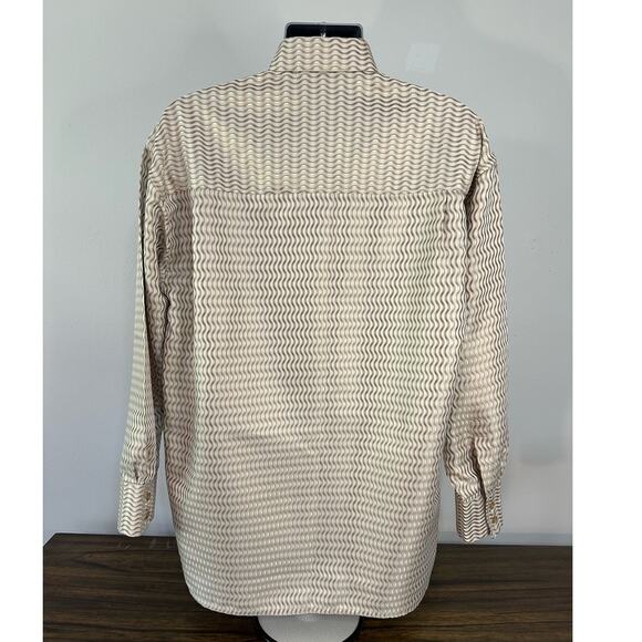 Jean Paul Exclusive Gold and Ivory Long Sleeve Taffeta Button Down Shirt Size L - Picture 2 of 7